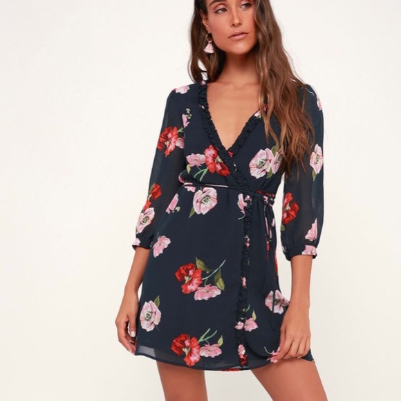 Lulus Dresses & Skirts - Lulus floral detail wrap dress. Brand new!!